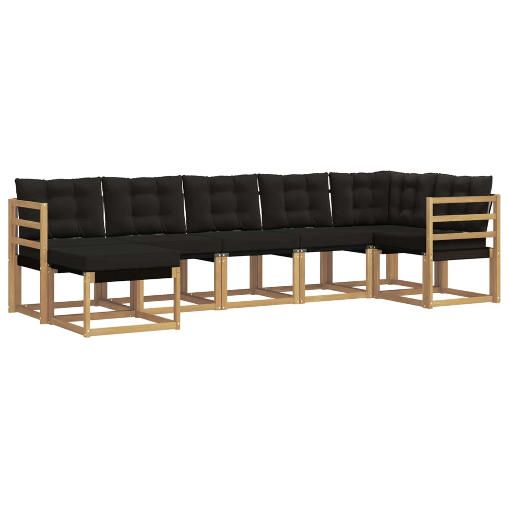 Set di divani da esterno con cuscino 7 pcs Bianco e Nero