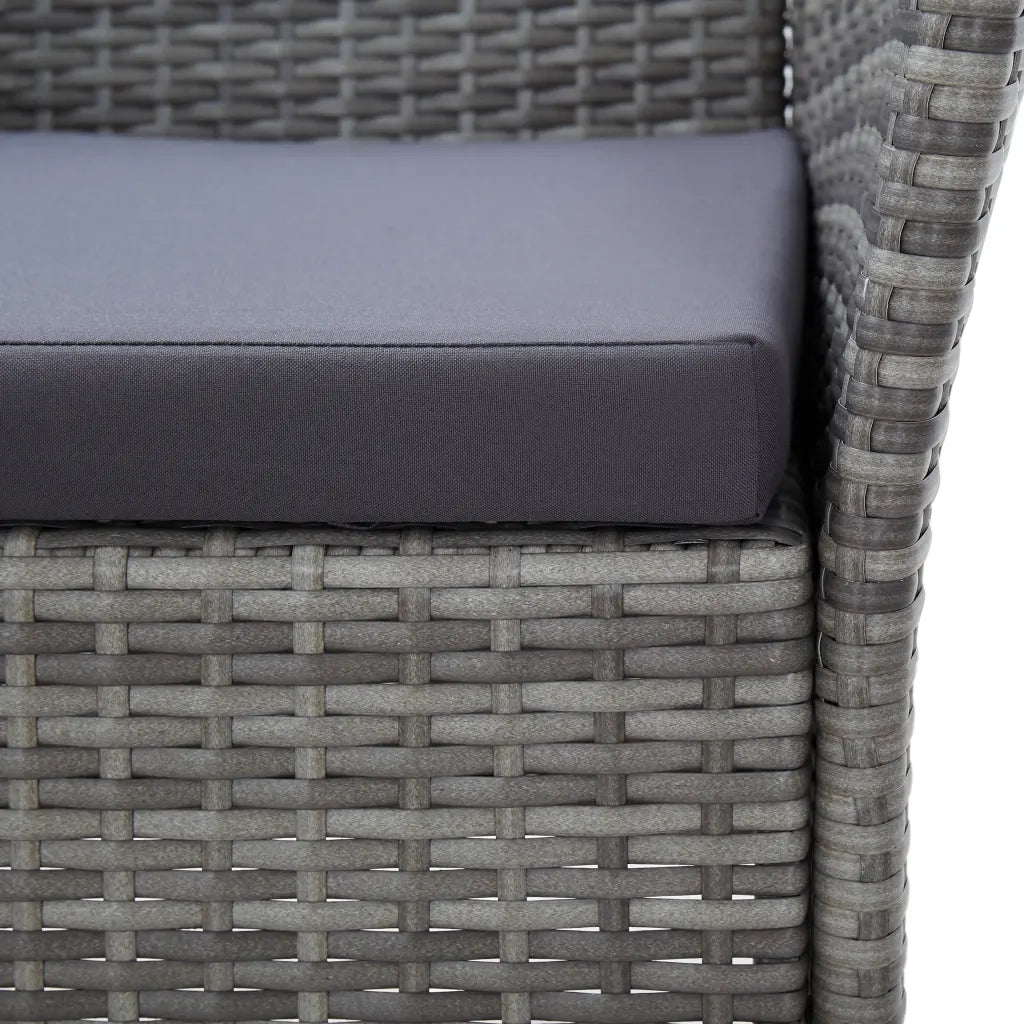 Set da Pranzo per Esterni 7 pz con Cuscini in Polyrattan Grigio cod mxl 34636