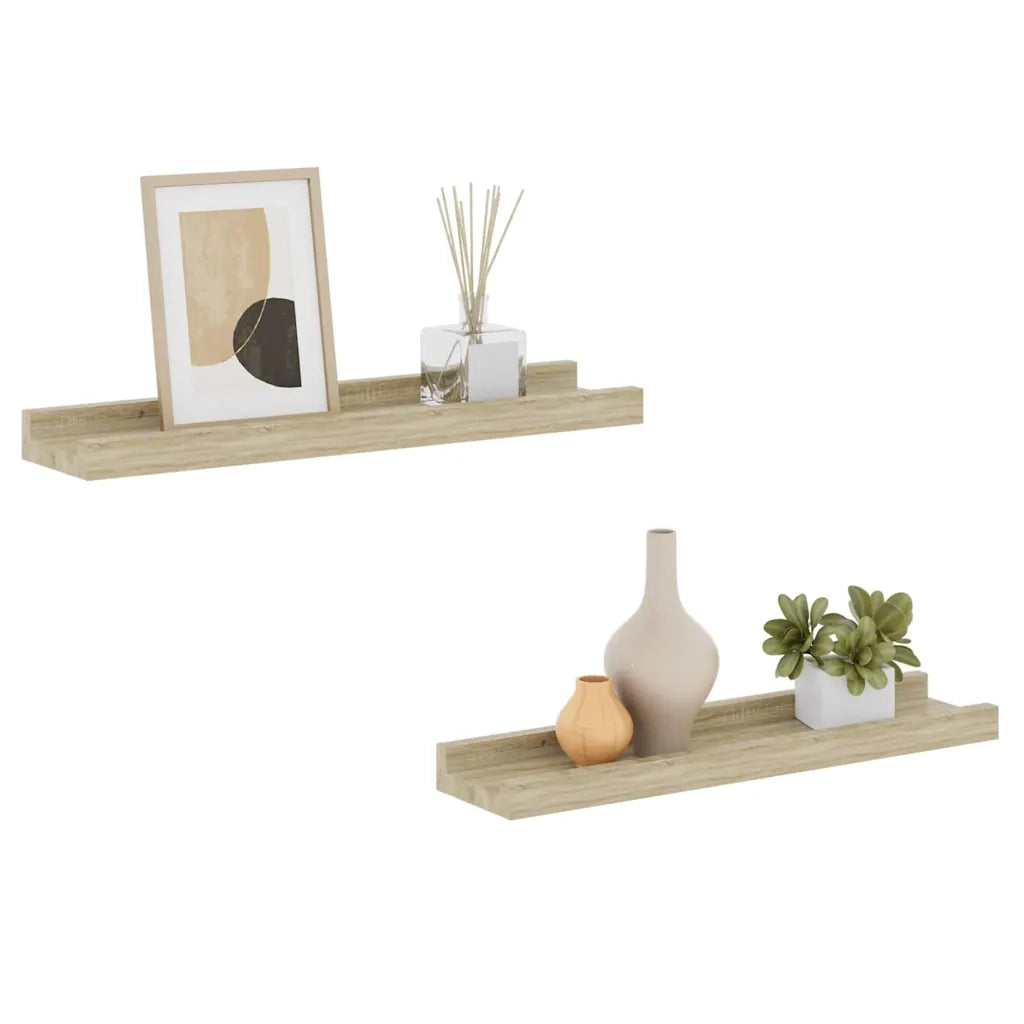 Mensole da parete 2 pz in rovere Sonoma 40x9x3 cm 326679