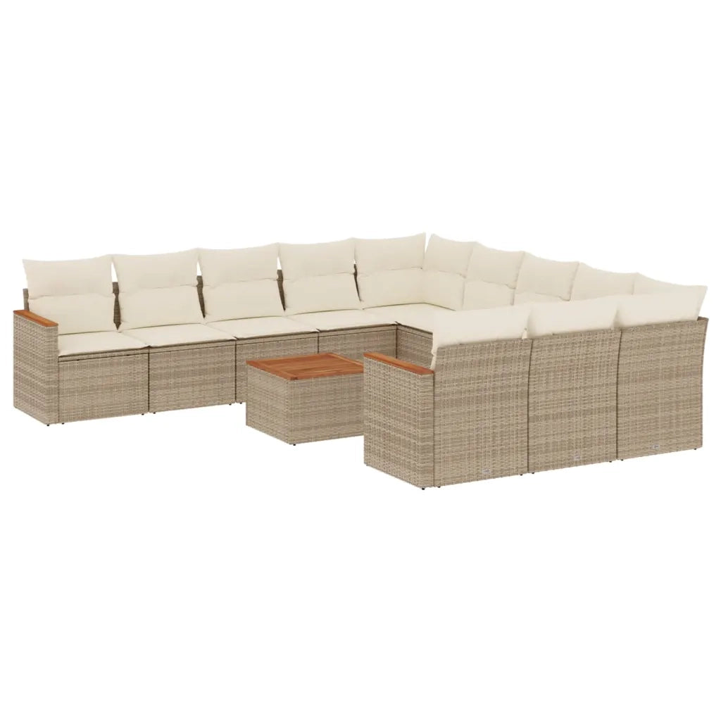 Set Divani da Giardino 12 pz con Cuscini Beige in Polyrattan 3258838