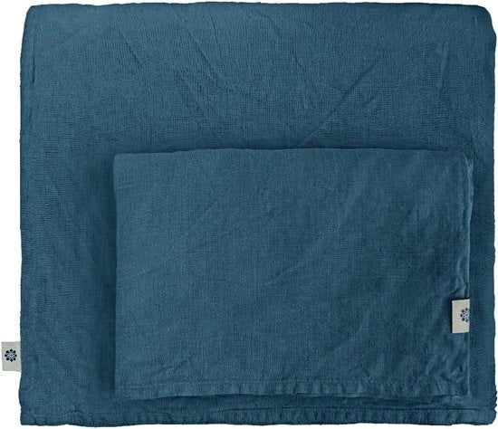Dekbedovertrek Luxe 100% Lino Tessuto Lavato a Vapore 200x200 cm Blu Petrolio