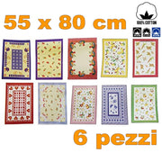 Trade Shop - 6 Strofinacci Cotone Fibra Naturale Asciugapiatti Asciuga Piatti Canovaccio -