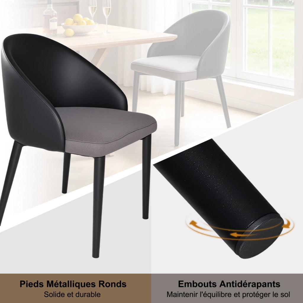 SEDIA da pranzo moderna Set da 2 pezzi, grigio, PU e struttura in acciaio