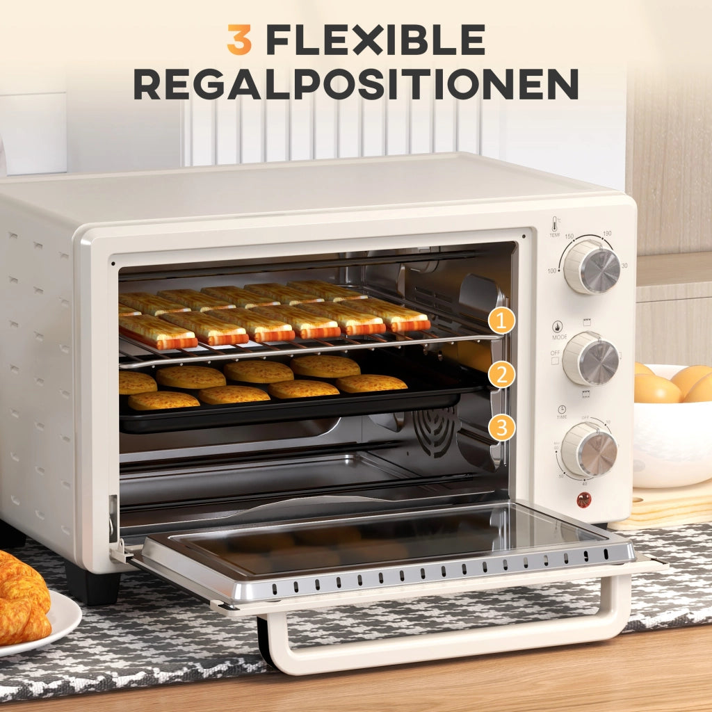 Forno Elettrico Mini 21L ¨C Xylo ¨C 3 Modalit¨¤ Cottura, 100-230¡ãC, Acciaio Inox, Crema