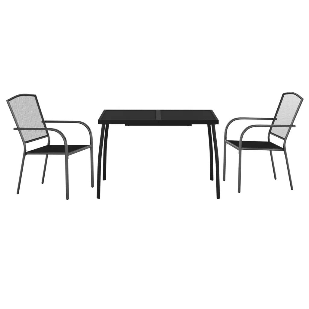 Set da Pranzo da Giardino 3 pz | Set Salotto da Giardino in Acciaio Antracite