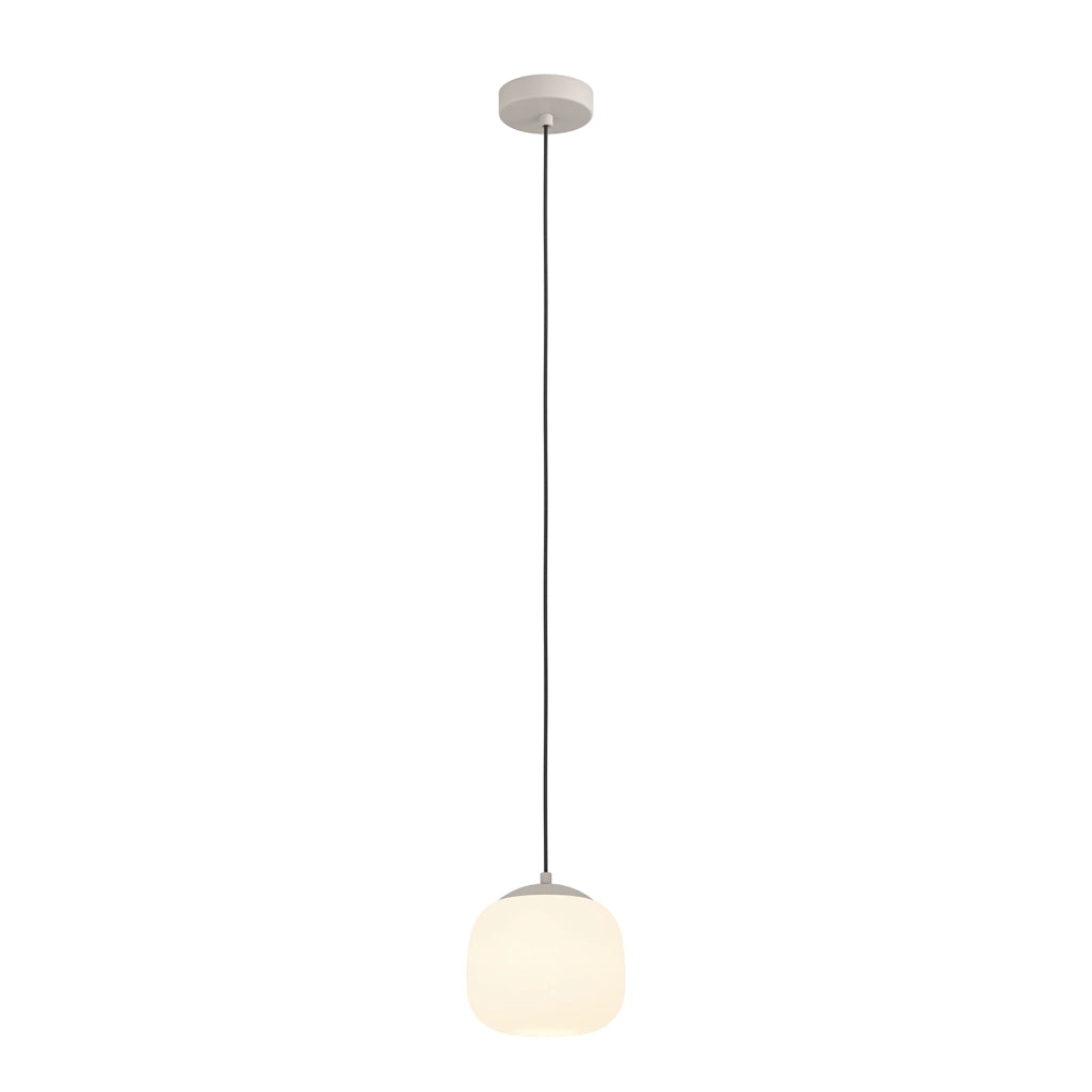 Lampadario A Sospensione Moderno Cominio Acciaio Tortora Vetro 1 Luce E27