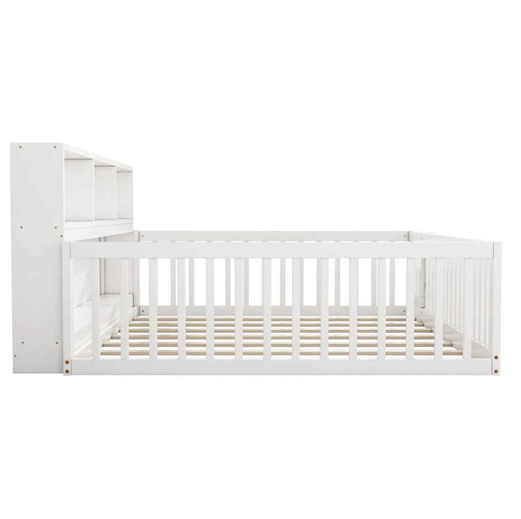 Letto da giorno 140x200 cm; con sponde e vano contenitore; legno di pino e MDF; bianco (Senza materasso)