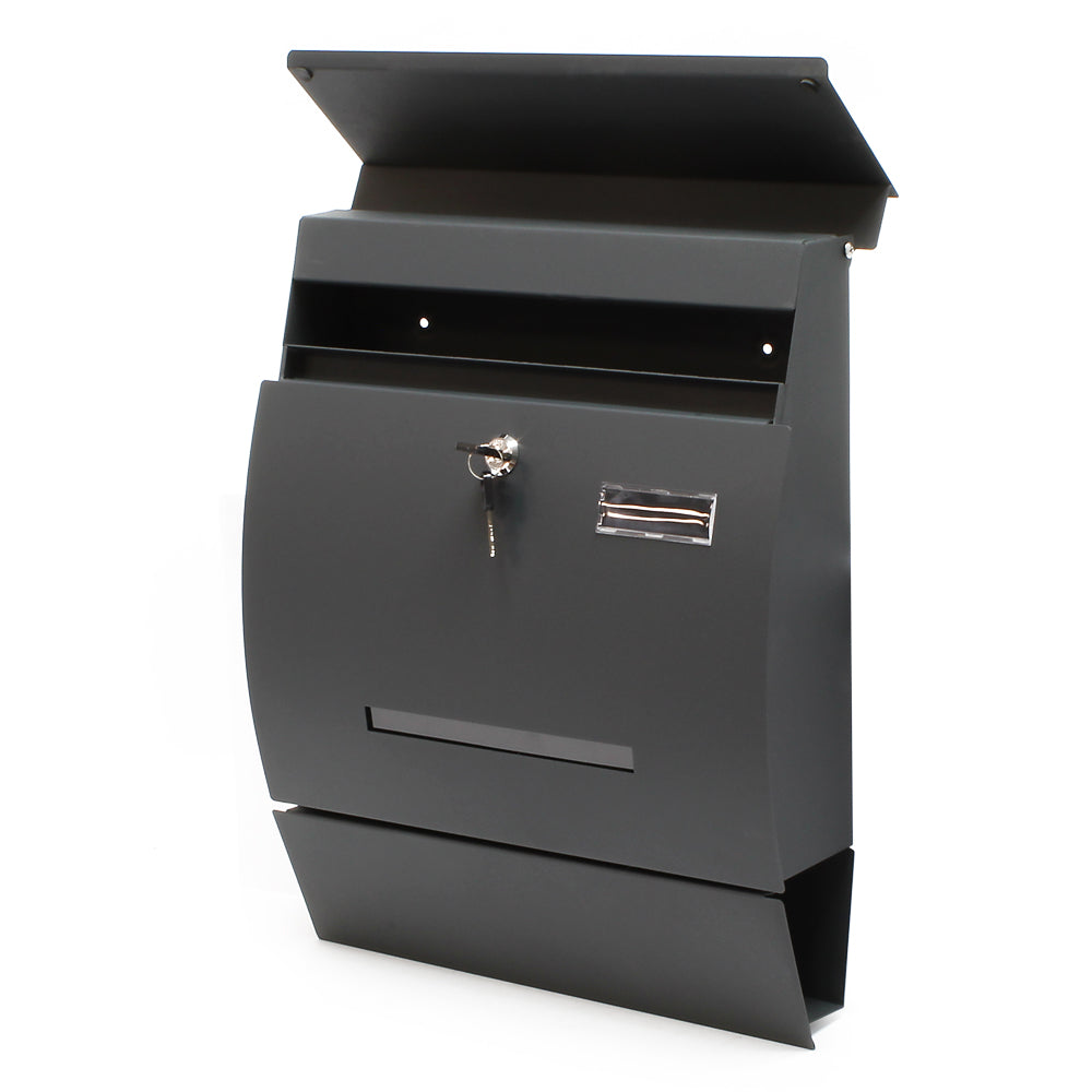 Cassetta postale con portagiornale V4 antracite 350 x 95 x 445 mm con vetrino nome