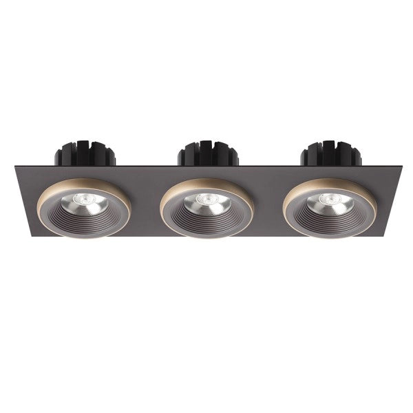 Faretto SHARM SQ III da incasso marrone/oro perlato 230V LED 3x10W 24° 3000K