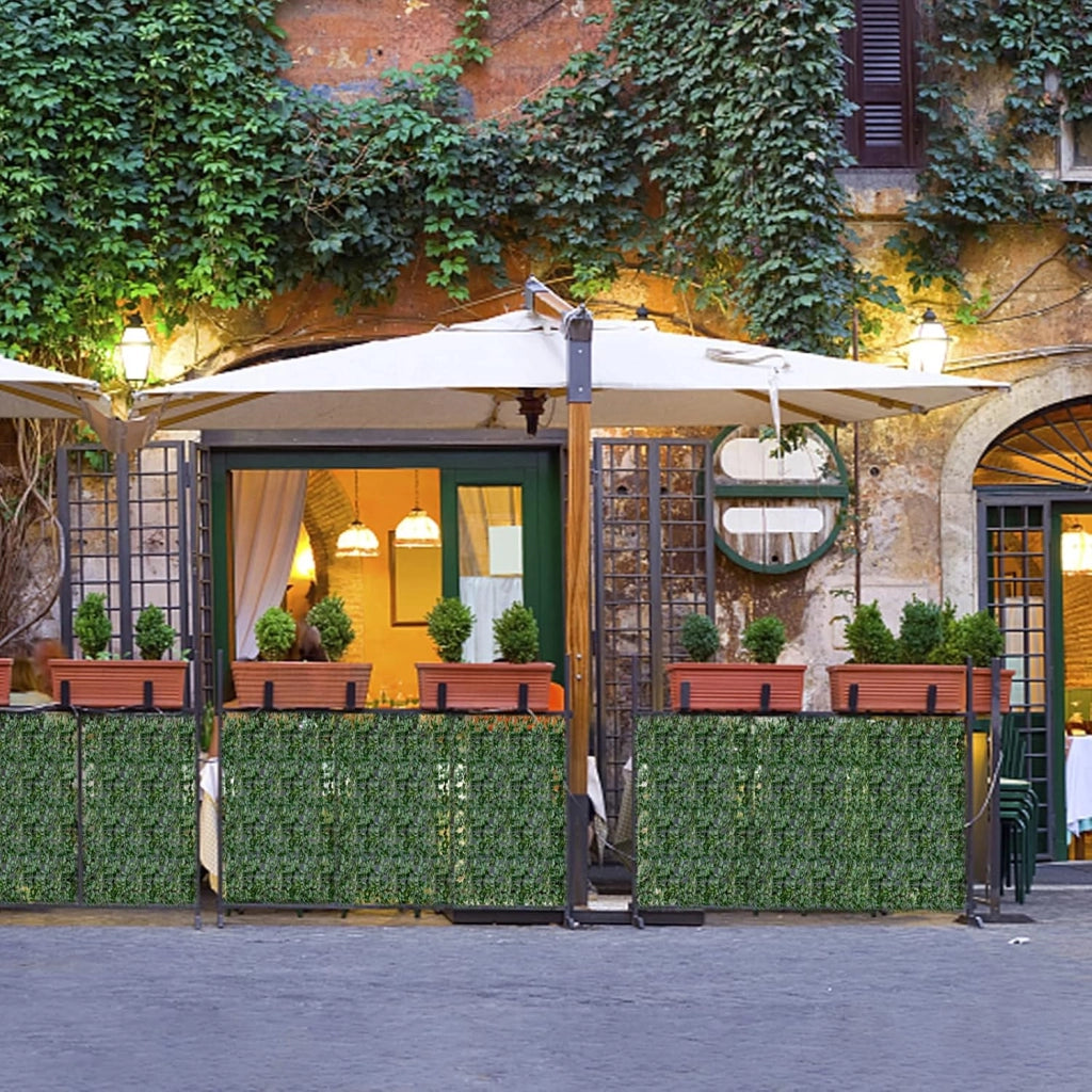 Balcone esterno, rete di ombreggiatura, fogliame artificiale, facile da mantenere, protezione dal vento con 10 fermacavi, per balcone, terrazza e matrimonio (150 x 240 cm)