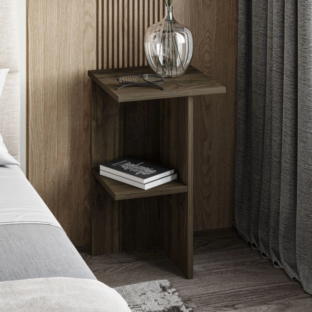 Comodino in legno "Leray" - 36 x 36 x 60 cm - Marrone