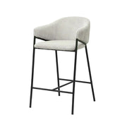 Sedia da bancone IMANY – Velluto a coste grigio chiaro – Con braccioli – Piedi in metallo nero – Stile design/industriale