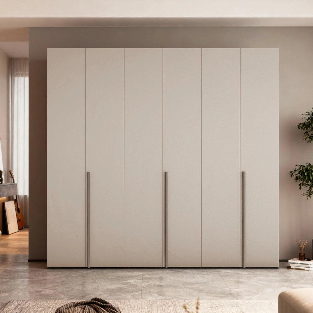 Armadio 6 ante battenti cashmere Modular con ripiani e aste appendiabiti H 245 cm