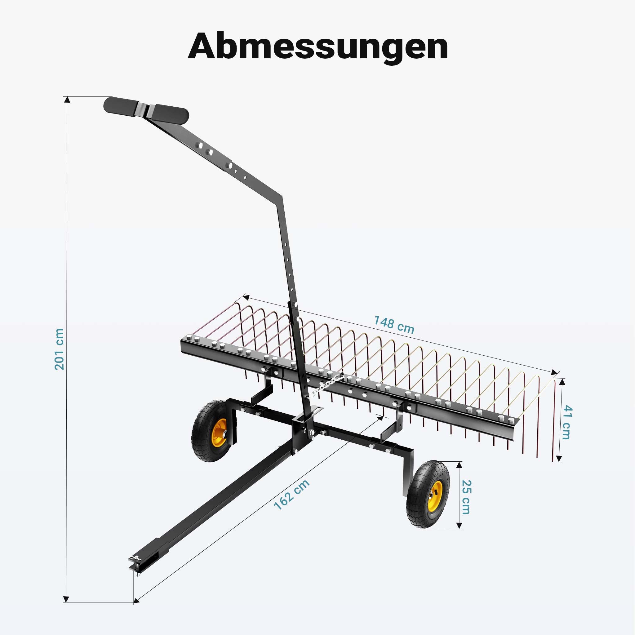 Strigliatore a molle trainato per prato 60" Larghezza di lavoro 148 cm Arieggiatore per trattorini Quad