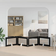 Cancello per cani pieghevole con supporti 4 pz Rovere Nero 892115