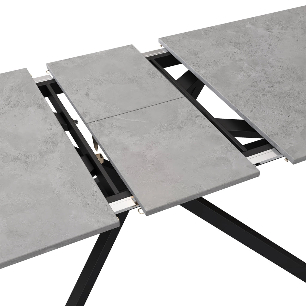 Tavolo da pranzo allungabile con gambe incrociate, effetto cemento, in MDF, per sala da pranzo, nero grigio
