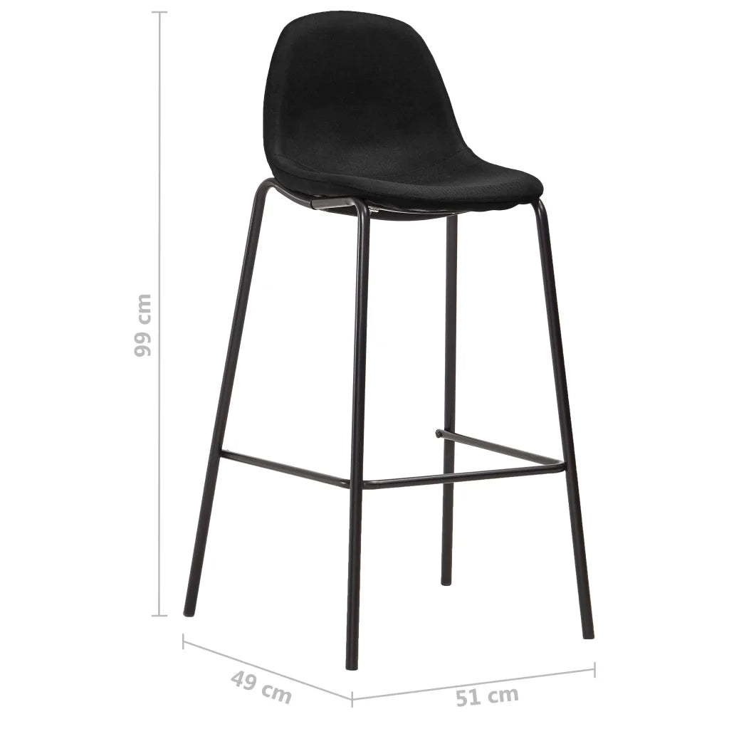 Sedie da Bar 6 pz Nere in Tessuto cod mxl 77248