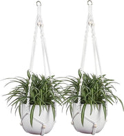 Set di 2 lunghe grucce macramé per piante da 114 cm - Tovagliolo decorativo di cotone - Sostegno per lampada da parete per piante per interni ed esterni - Decorazione per balcone, giardino e casa