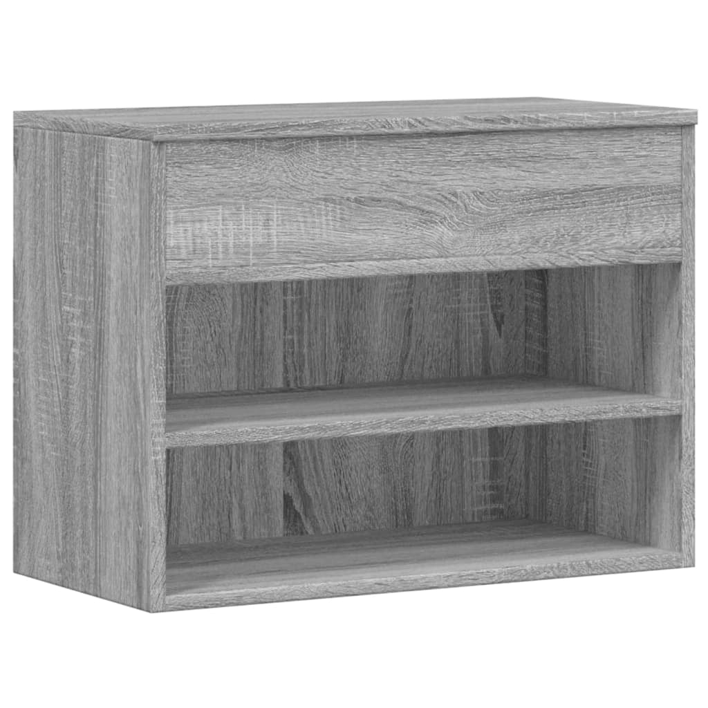 Panca portascarpe mobiletto porta-stivali cassettiera mensola mobile da ingresso rovere Sonoma 60 x 30 x 45 cm legno ingegnerizzato grigio 02_0023008