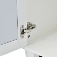 Credenza Bianca con Specchio e Maniglie di Cristallo, 4 Ante, Ripiano Interno Mobile, Design Coordinato, Perfetto per Soggiorno e Sala da Pranzo, Bianco
