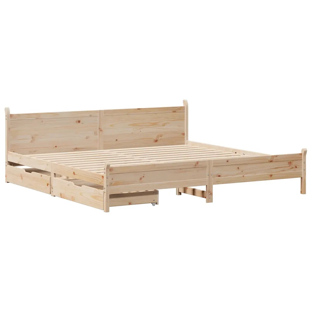 Letto senza Materasso 180x200 cm in Legno Massello di Pino