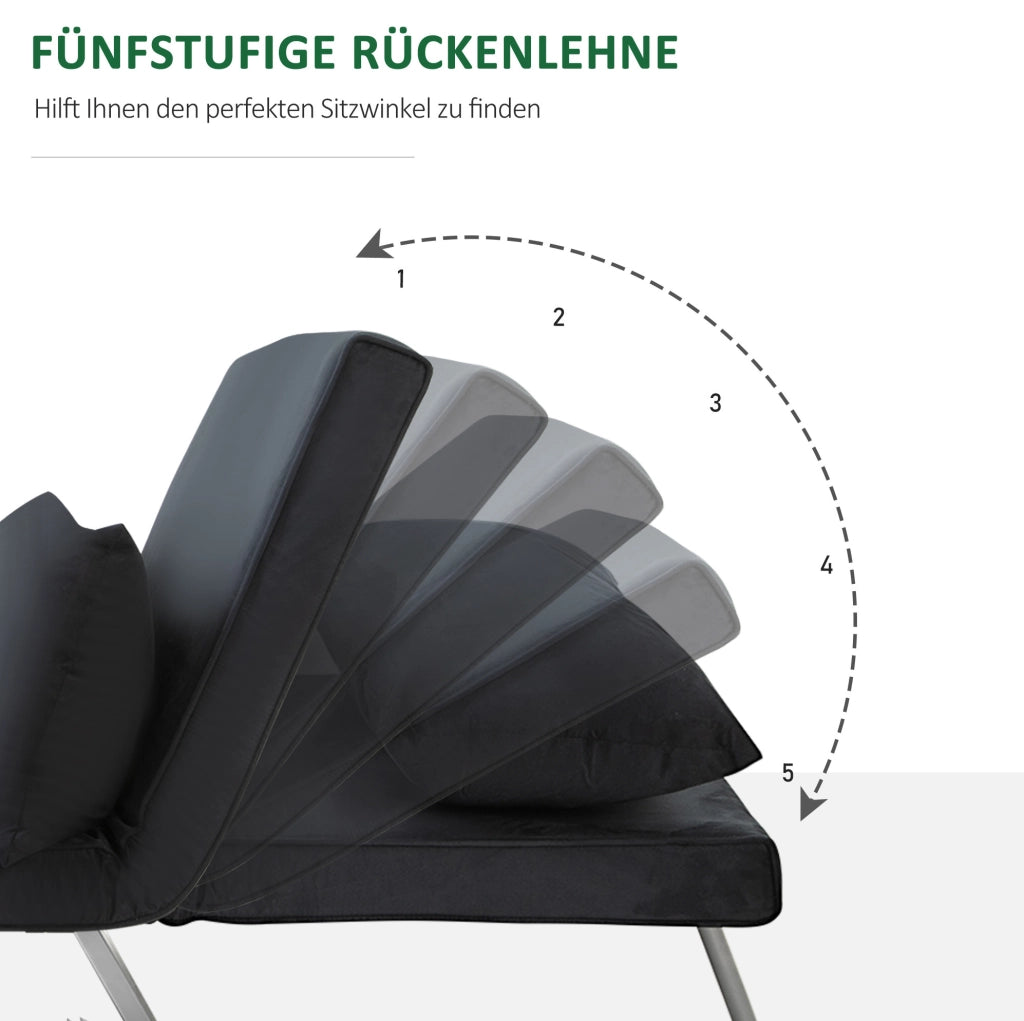 Divano letto 2 in 1 con schienale regolabile nero