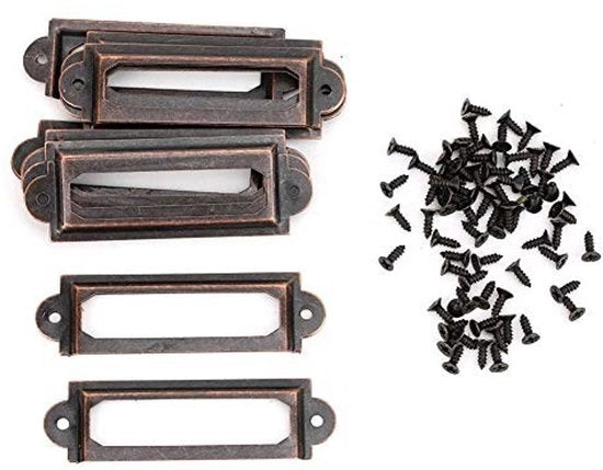 Etichette per Lade Antiche Stile - 20 pezzi - Orefice per Etichette - Autoadesivo - Metallo - Decorativo - Inclusi Viti - Orefici per Etichette