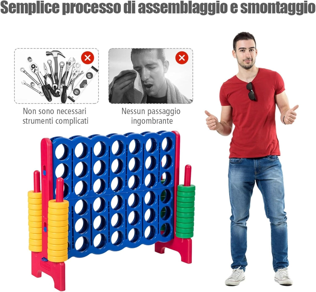 Forza 4 Gigante Mega 4 in Linea Quattro Insieme, Gioco da Tavolo Gioco di Fila per Bambini, 120 x 42 x 104 cm (Rosso)