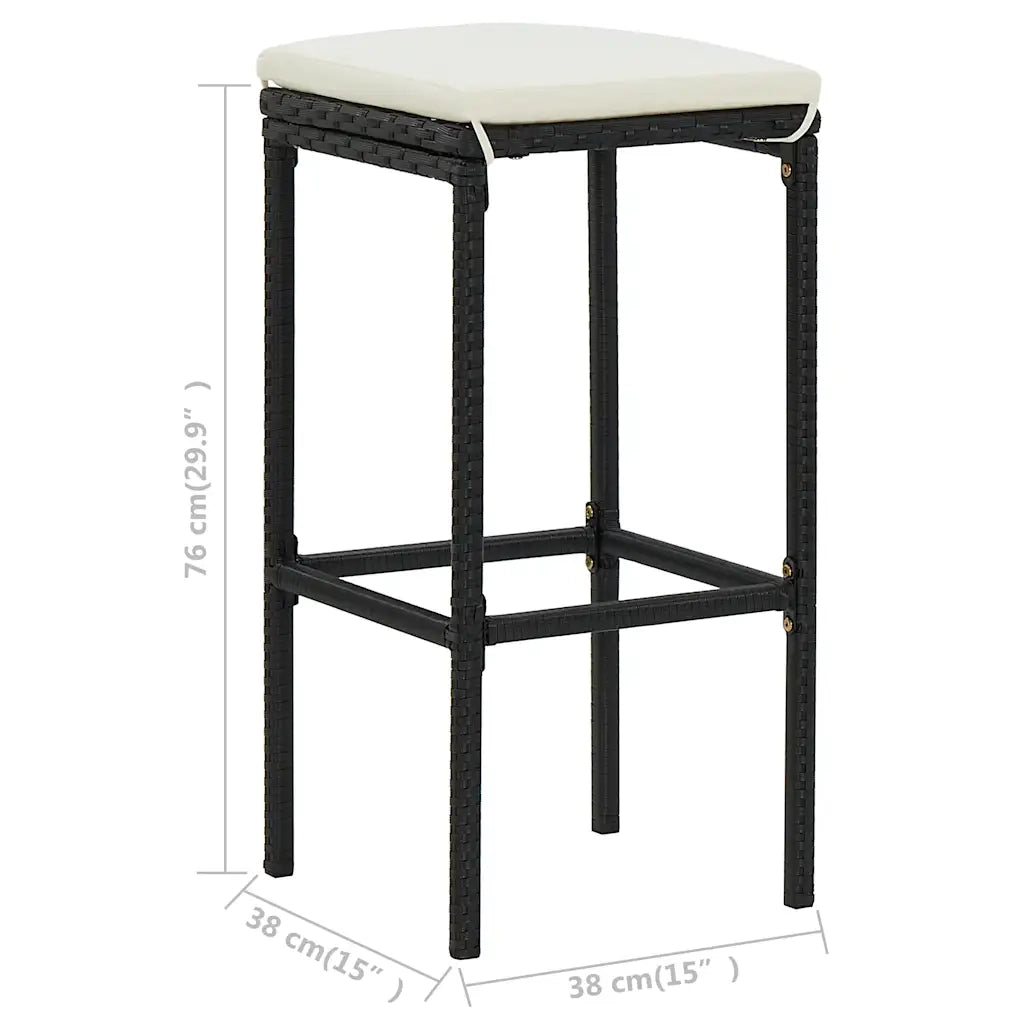 Sgabelli da Bar con Cuscini 4 pz Neri in Polyrattan cod mxl 63336