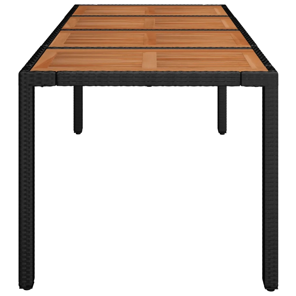 Tavolo da Giardino Piano in Legno Nero 190x90x75 cm Polyrattan 319905