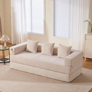 Divano modulare con chaise longue - Xylo - Velluto costato, 5 cuscini, gambe in metallo