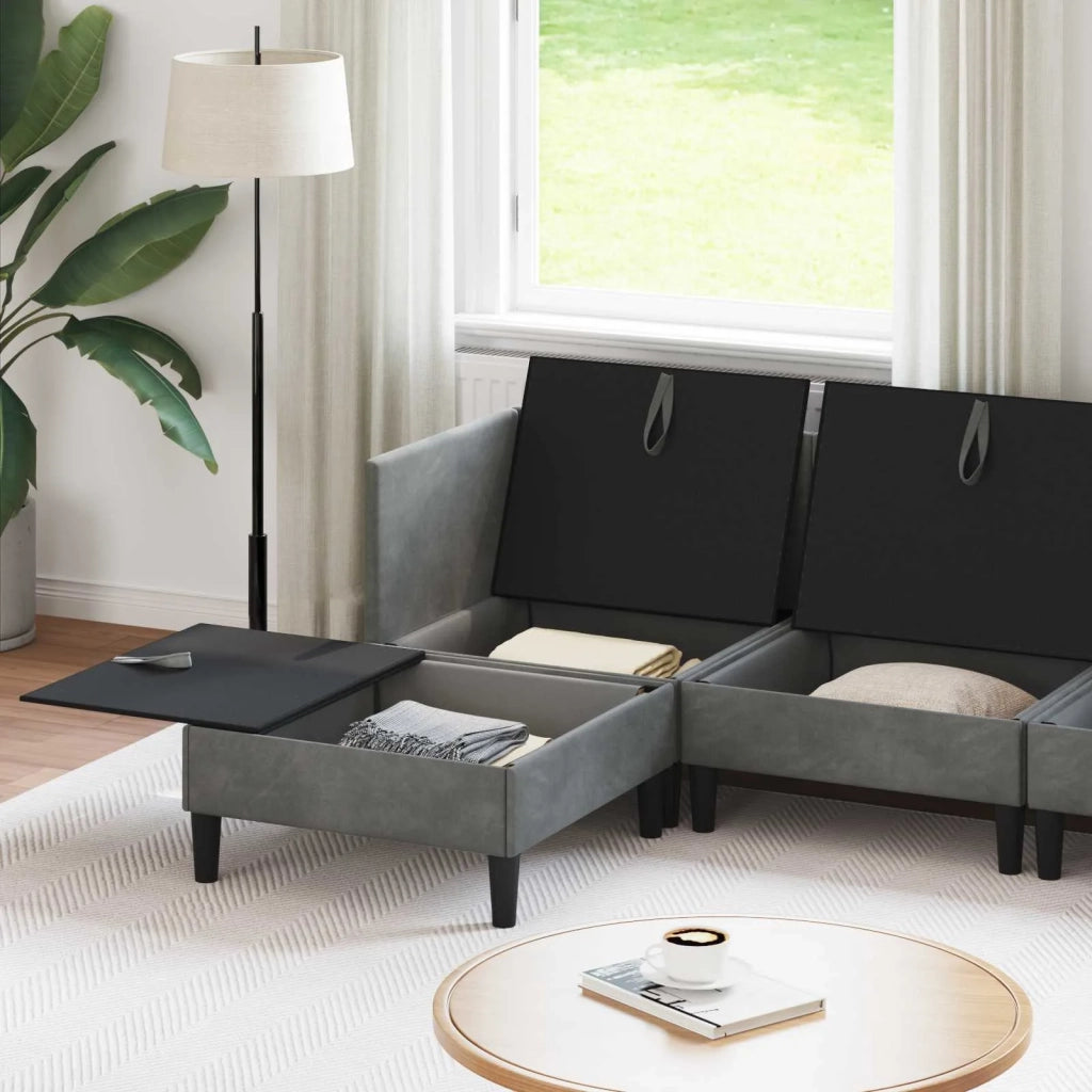 Set di mobili per il soggiorno 5 pcs Grigio Scuro Velluto 3413736