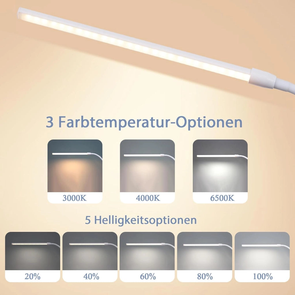 ZMH Lampada da tavolo LED 5W USB luce bianca diurna a clip per ufficio