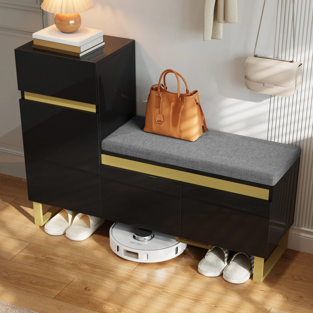 Scarpiera capiente per l'ingresso, mobile contenitore a pi¨´ ripiani, mobile per ingresso moderno e minimalista, organizer per la casa con cassetti e