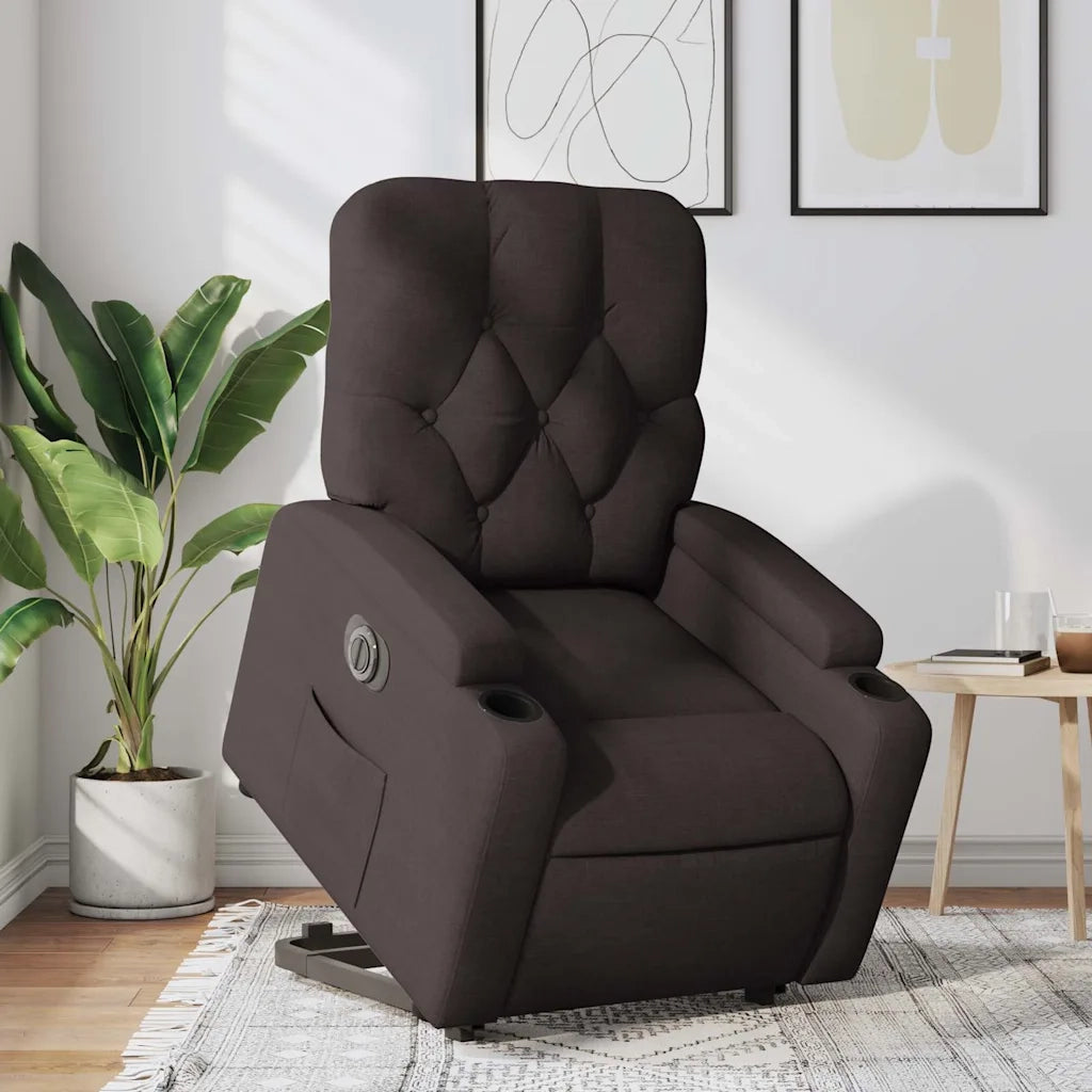 Poltrona Alzapersona Reclinante Elettrica Marrone Scuro Tessuto 3204739
