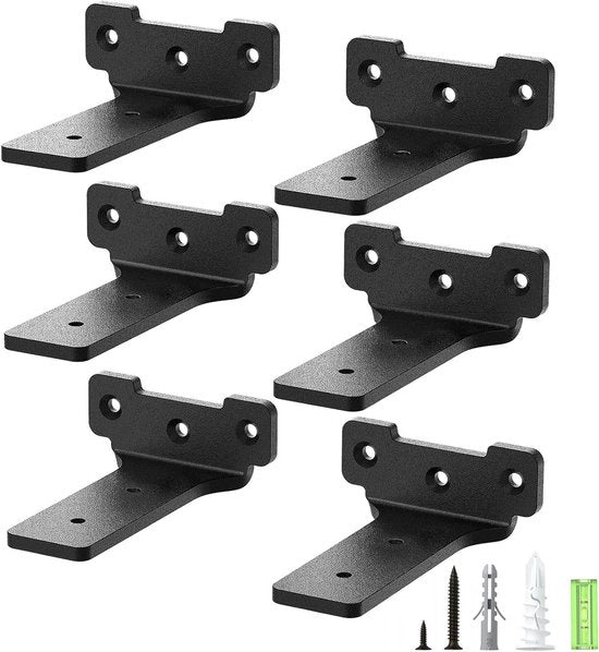 Supporti per pannelli metallici 10 cm, set da 6, inclusi viti - capacità di carico 70 kg - nero