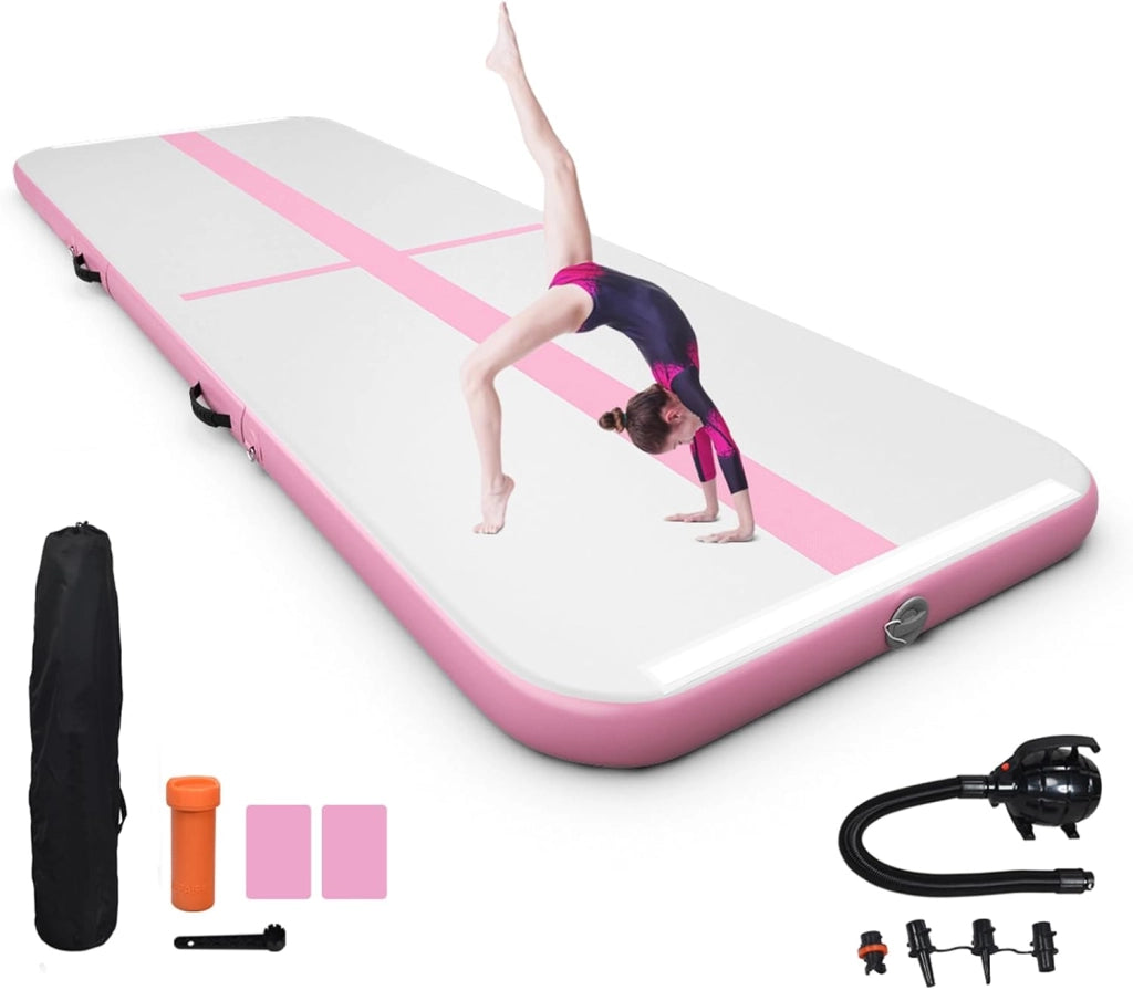 Tappetini da Allenamento 3m, Materassino Gonfiabile da Ginnastica, con Compressore, per Fitness Esercizi e Yoga