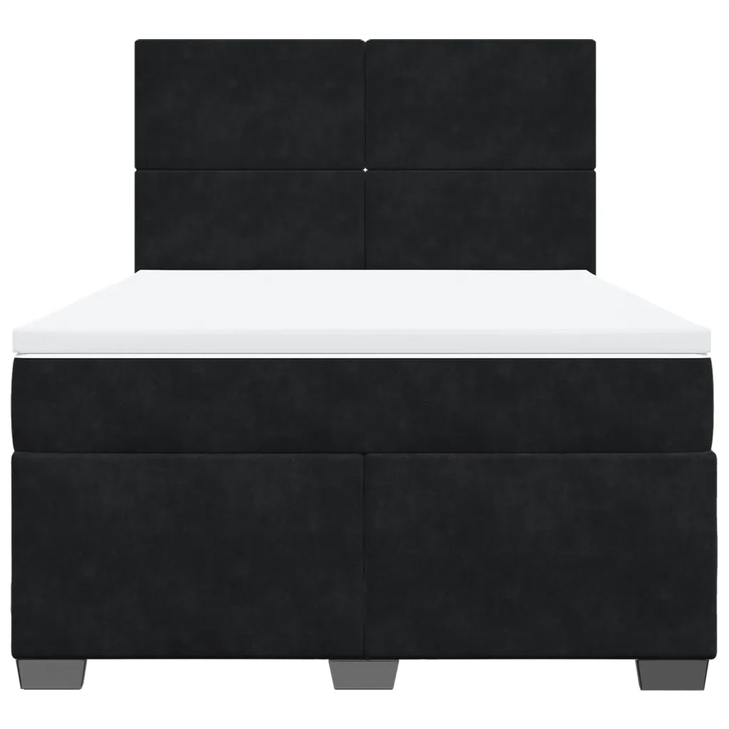 Giroletto a Molle con Materasso Nero 140x190 cm in Velluto