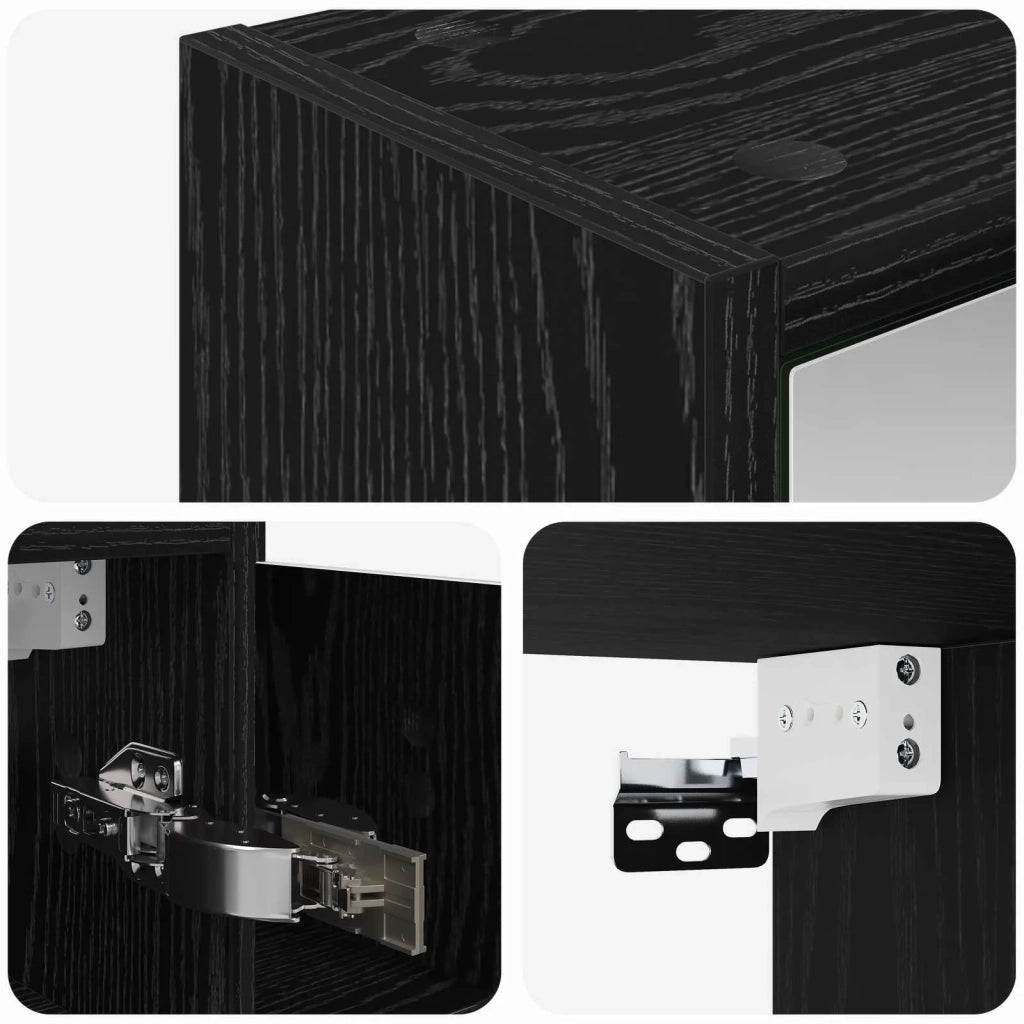 Mobiletto per specchio da bagno Rovere Nero 63,5 x 16 x 62,5 cm 889160