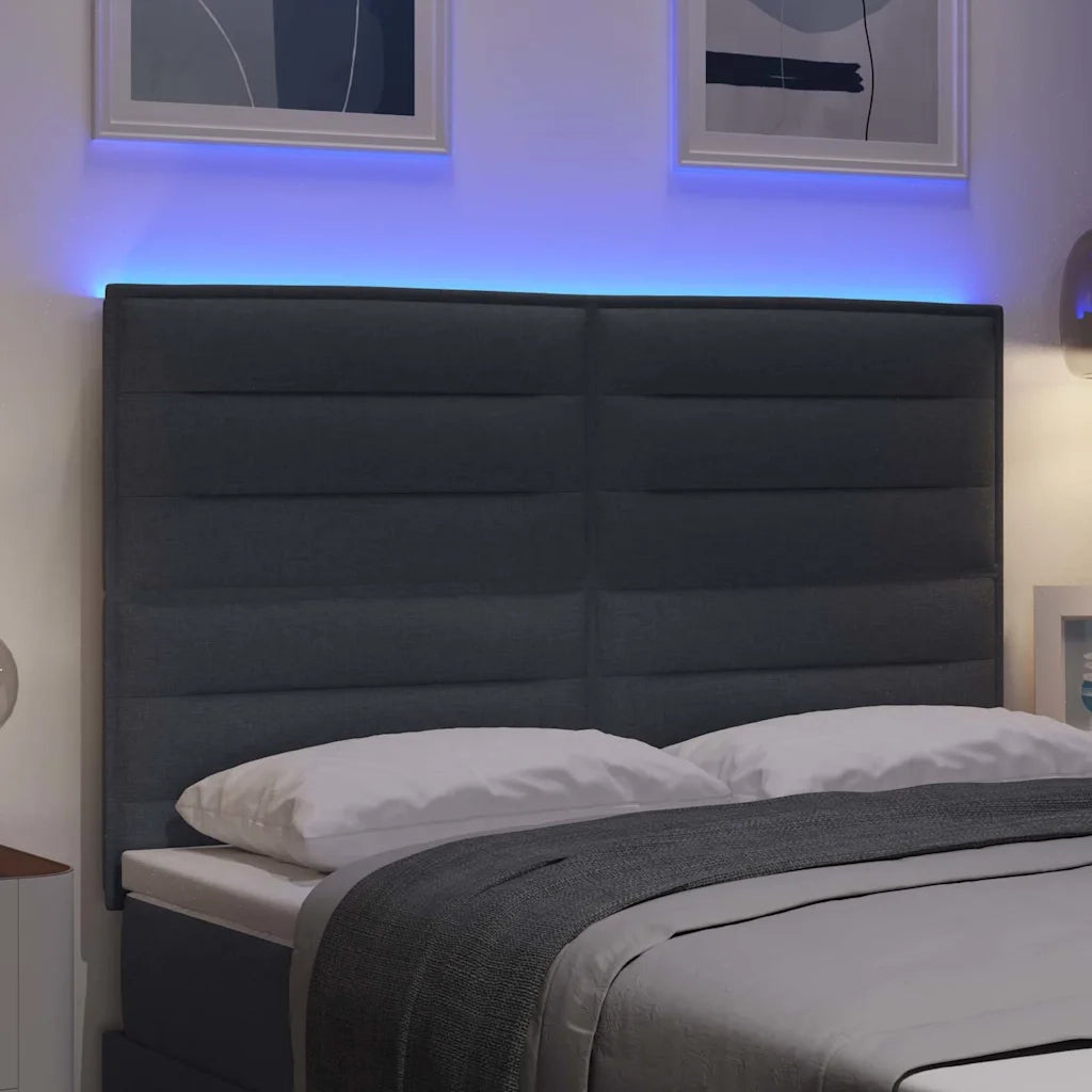 Testiera | Testata LED con strisce LED Grigio scuro 144 cm Tessuto