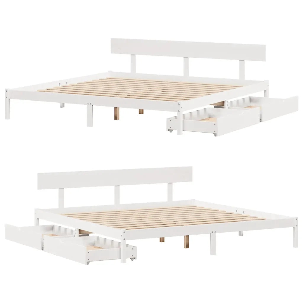 Letto senza Materasso Bianco 180x200 cm Legno Massello di Pino 3301521