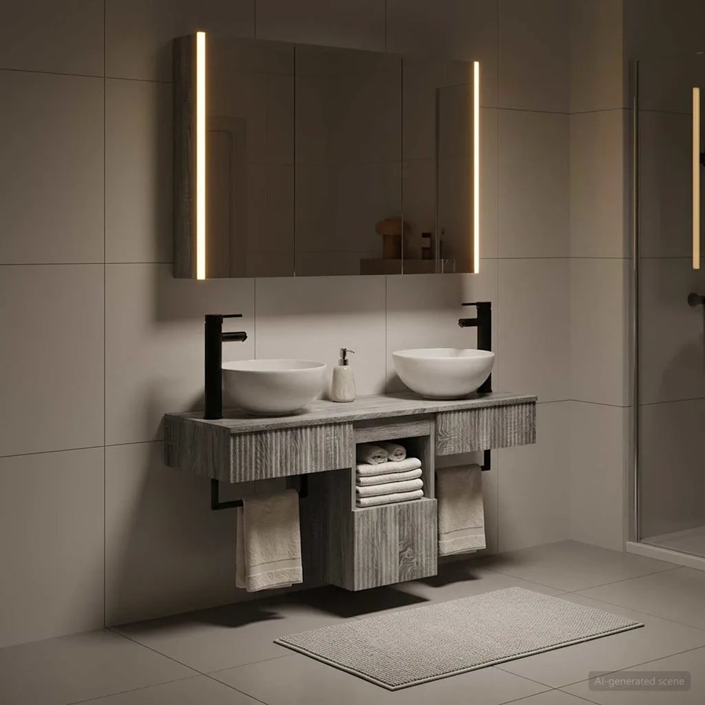 Set di Armadi da Bagno 4 pcs Sonoma grigio 103,5 x 15,5 x 70 cm 3406268