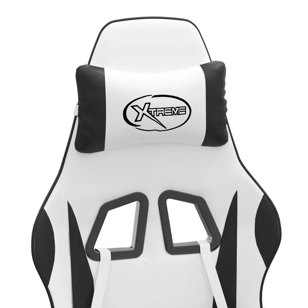 Sedia da Gaming Girevole Poggiapiedi Bianco e Nero Similpelle cod mxl 77547