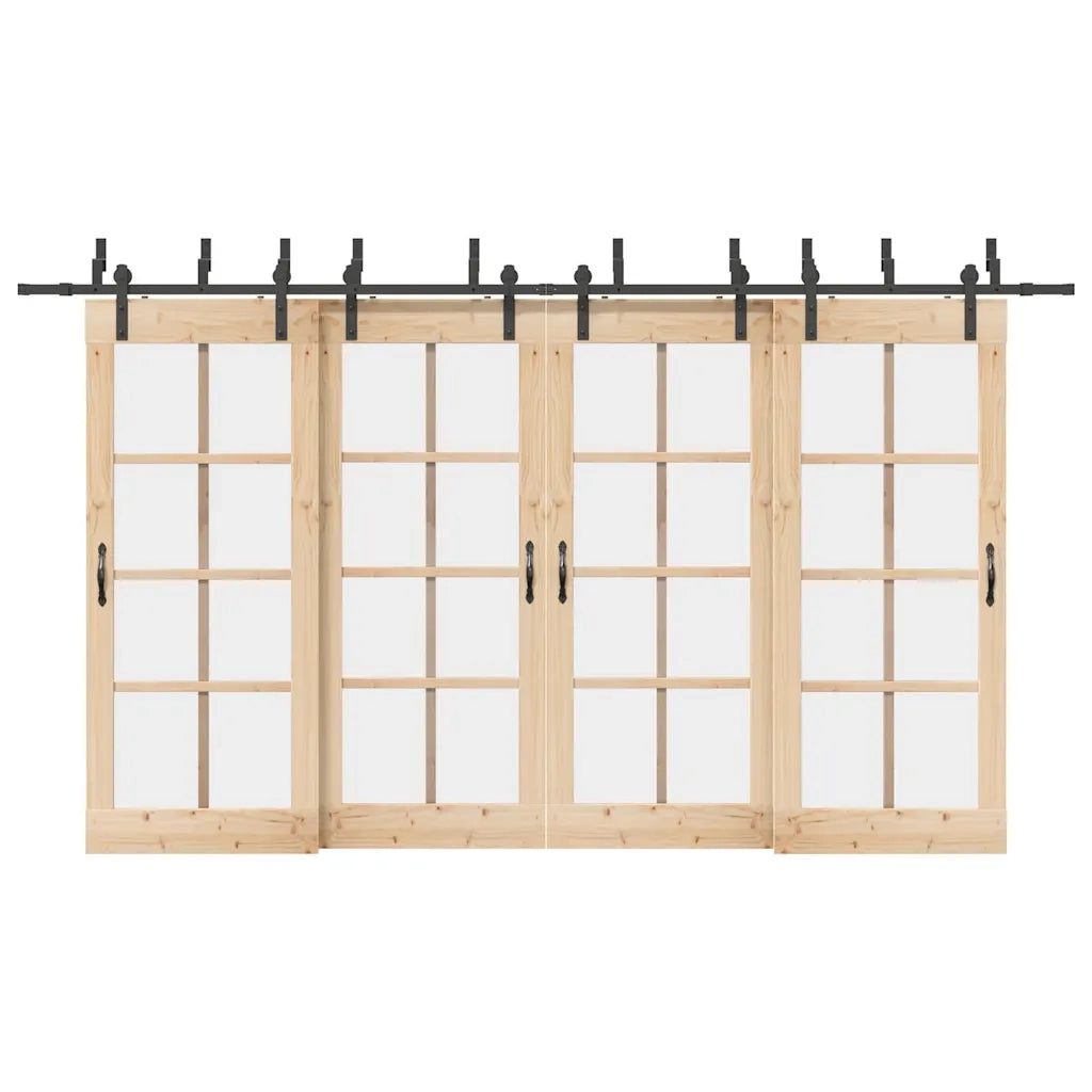 Kit di Binari per Porte Scorrevoli 400 cm Acciaio Nero 3295742