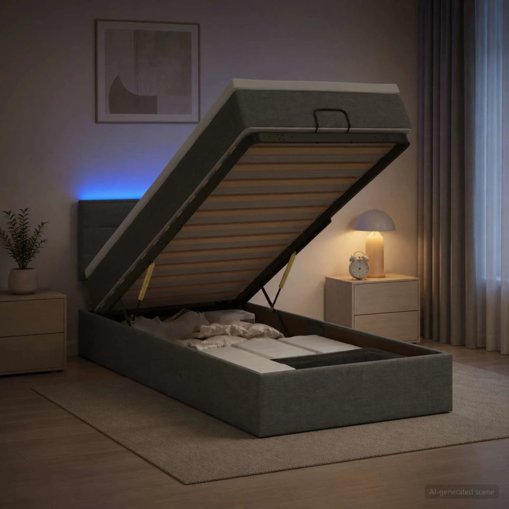 Letto Ottomano con Materasso e LED Grigio Scuro 80 x 200 cm 3456781
