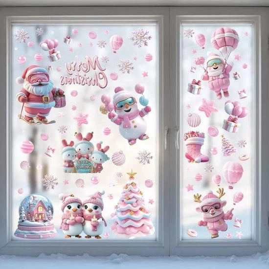Sticker di Natale per finestre - Sticker PVC doppio con Babbo Natale, albero e Babbo Neve - Ideali per decorazioni natalizie e progetti DIY creativi