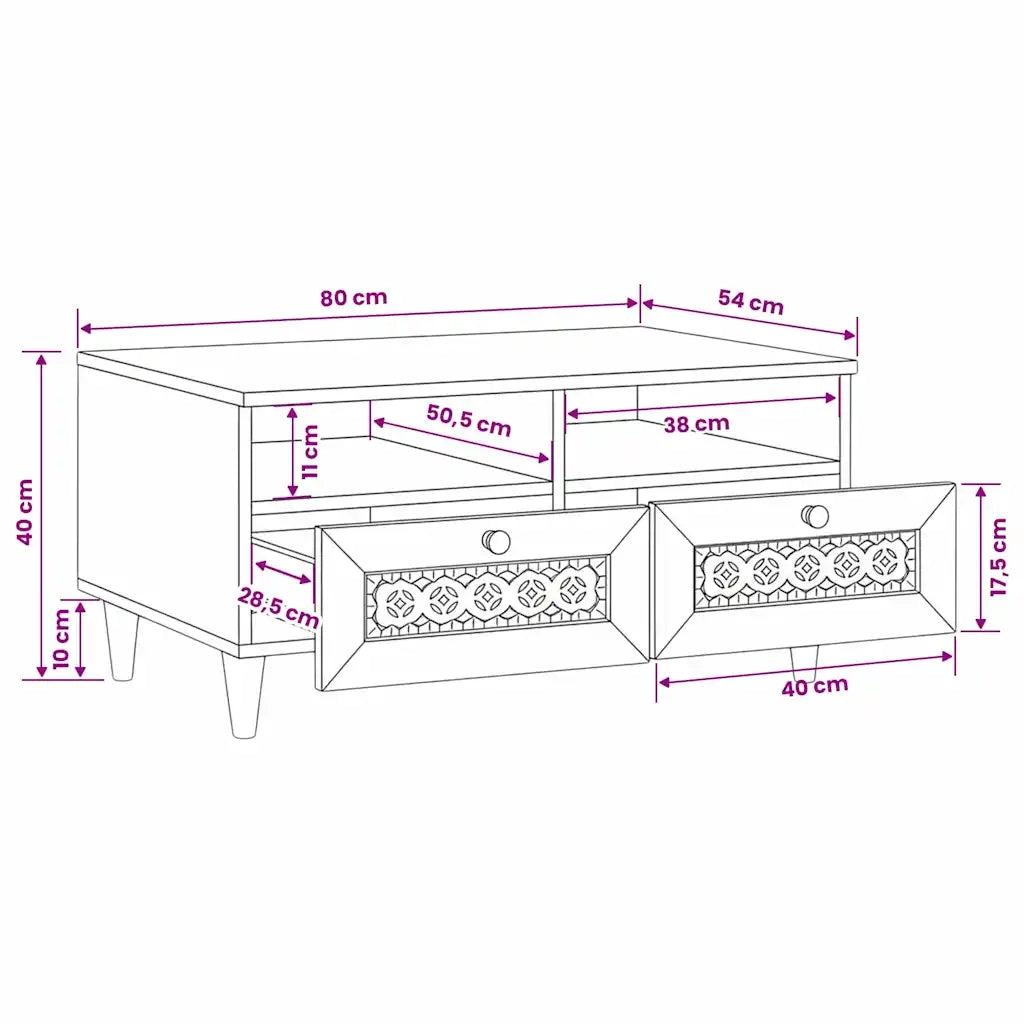 vidaXL Tavolino da salotto con cassetto Marrone chiaro 80 x 54 x 40 cm