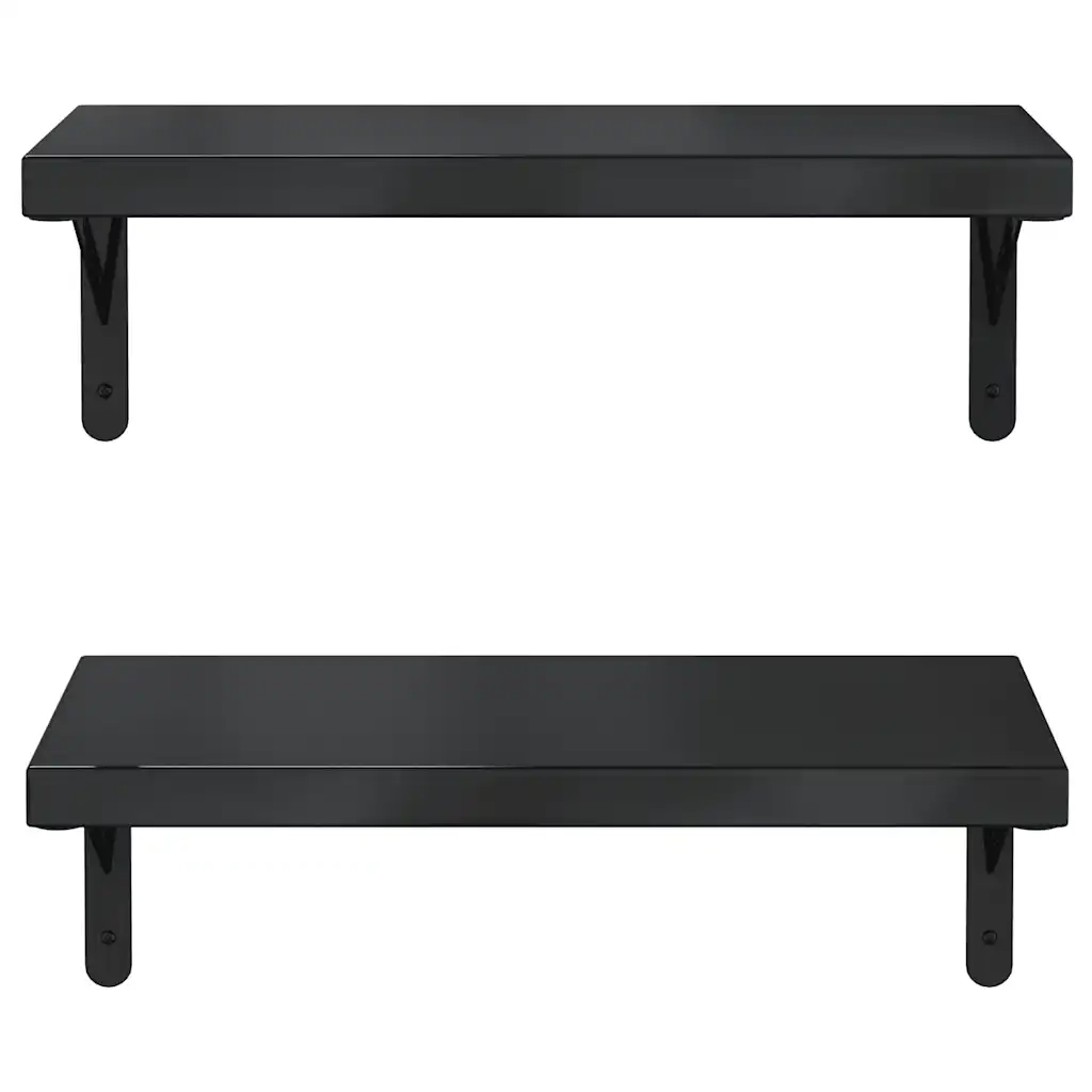 Mensole a Muro 2 pz-Set di 2 Scaffale a parete 50x23,5 cm Nero in Acciaio Inossidabile
