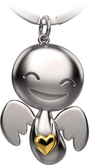 Sleutelhanger con Angelo Protettore Felice con Cuore - Angelo Portafortuna con Cuore come regalo per amica