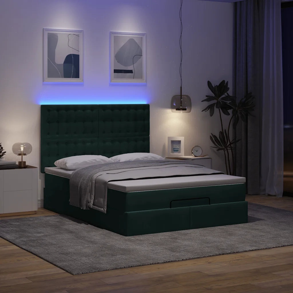 Struttura Letto Pouf con Materassi 140x190 cm in Velluto